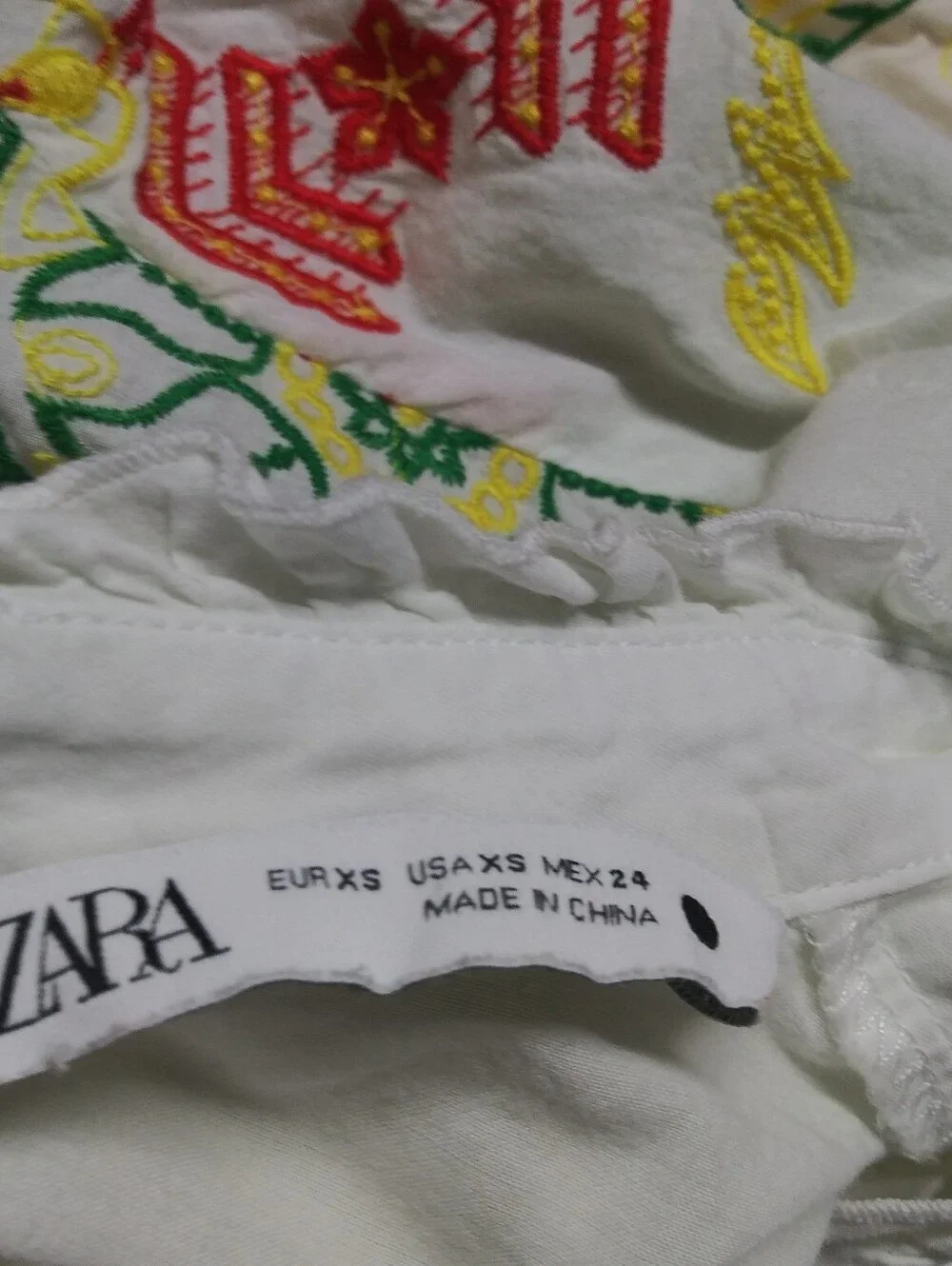 Zara Boho White Maxi Dress with Multicolor Embroidered Medallions Size XS